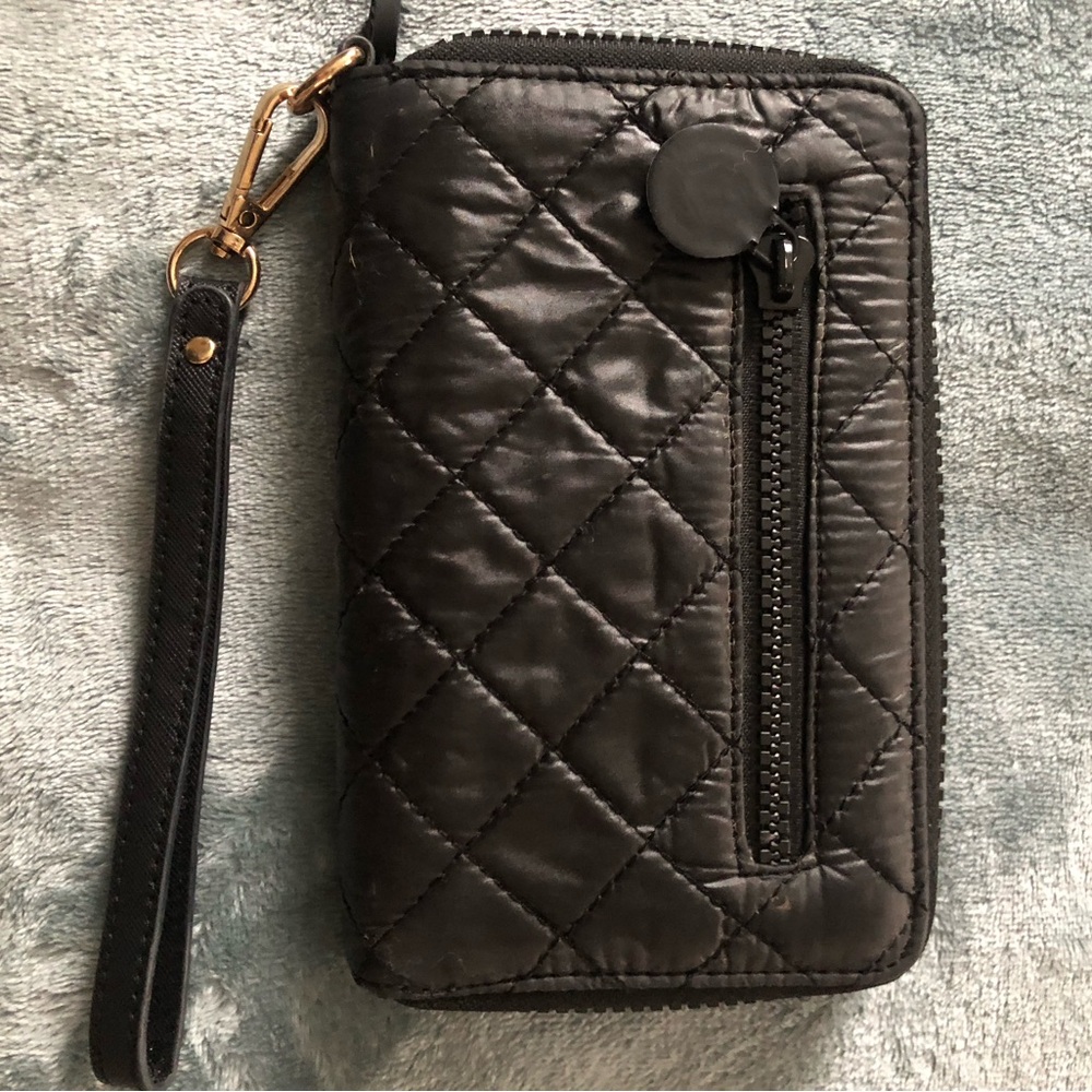 Black Quilted Phone Wristlet